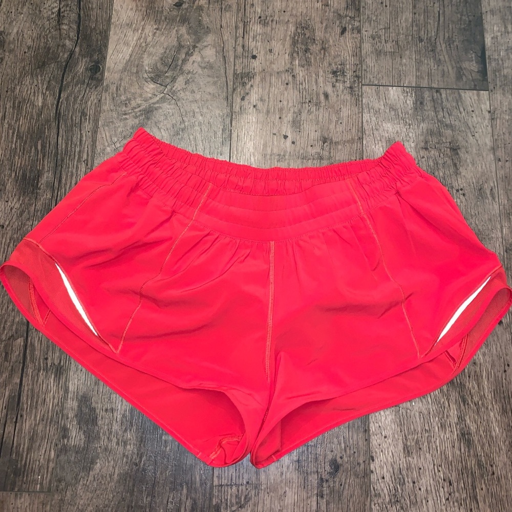 Red Lululemon Hotty Hot Shorts
